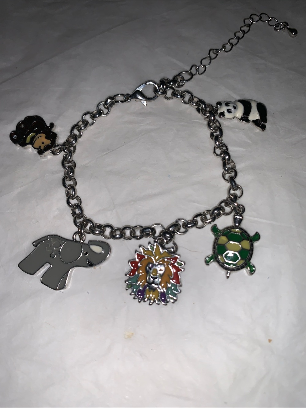 San Diego Zoo Silvertone Charm Bracelet with Multicolor Animal Charms